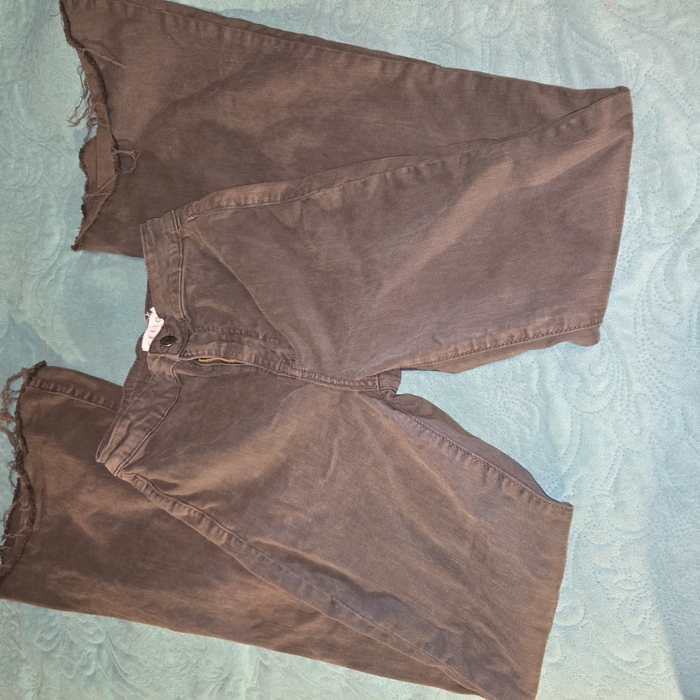 Olive Green Flare Stretchy Jeans Sz1